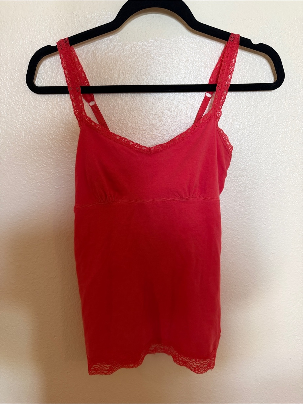 Coral Lace-Trim Cami Tank Top